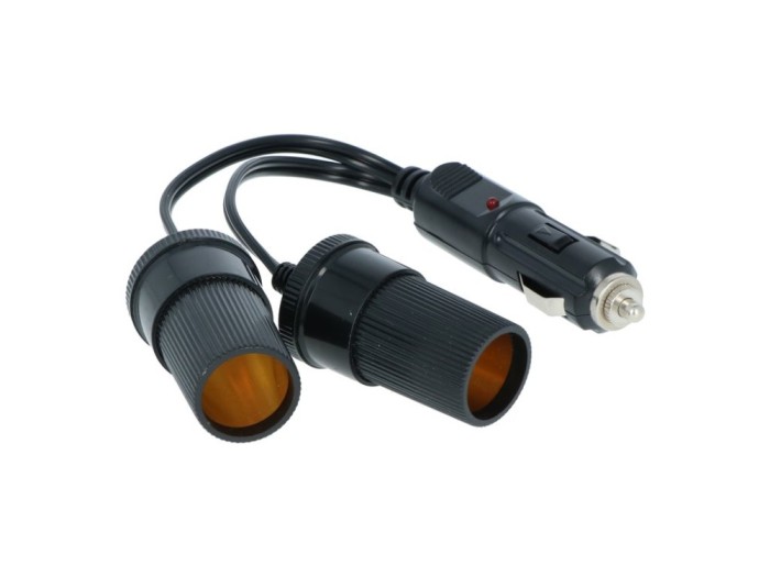Priza auto dubla Carpoint cu 2 iesiri separate 2 x 12 V max. 8A, cablu de 11cm si fisa bricheta