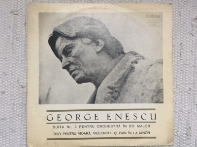 george enescu suita nr 2 pt. orchestra trio vioara violoncel pian disc vinyl VG+ foto