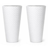 Set 2 ghivece de flori, Matuba Slim, rotunde, inalte, 30x55 cm, alb, Prosperplast GartenVIP DiyLine