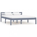 VidaXL Cadru de pat, gri, 140 x 200 cm, lemn masiv de pin