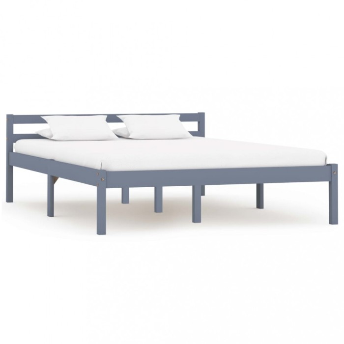 vidaXL Cadru de pat, gri, 140 x 200 cm, lemn masiv de pin
