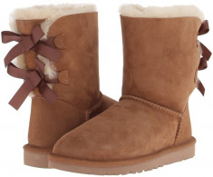 Cizme Piele Tip UGG Scurt bailey bow Camel foto