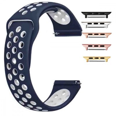 Curea silicon compatibila Apple Watch 9|8|7|6|5|4|3|2|1 Series, 49mm|45mm|44mm|42mm, Albastru-Alb foto