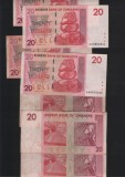 Zimbabwe 20 dollars 2007 VF-XF pret pe bucata