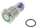 Comutator anti-vandalism verde DPDT 3A 250VAC IP67