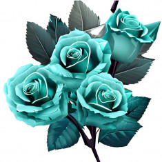 Sticker decorativ, Trandafiri, Turcoaz, 61 cm, 8642ST foto