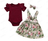 Sarafan ivoire inflorat cu body visiniu (Marime Disponibila: 9-12 luni (Marimea