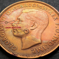 Moneda 1 (One) Penny - Marea Britanie/ Anglia, anul 1946 *cod 4562 - erori