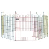 PawHut Țarc pentru C&acirc;ini cu 8 Panouri, Ușă cu Zăvor, din Oțel, &Oslash;156x60 cm, Multicolor | Aosom Romania