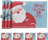 Set de 4 naproane de Craciun Generic, PVC, rosu/albastru, 45 x 30 cm
