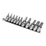 Set Tubulara cu Biti torx CR-V 12 Buc. T8, T10, T15, T20, T25, T27, T30, T40, T45, T 50, T55, T60, 1/4, Oem