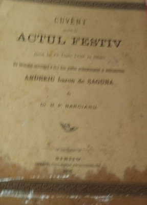 CUVANT ROSTIT LA ACTUL FESTIV TINUT LA 15 IUNIE 1898 A SAGUNA foto