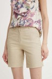 Gant pantaloni scurti femei, culoarea bej, neted, medium waist, 4020078