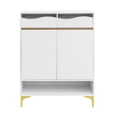 Dulap pentru pantofi cu iluminare LED, dulap de hol cu sertare și rafturi, 80x35x105 cm, Alb