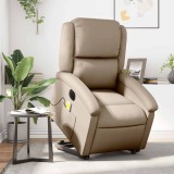 vidaXL Fotoliu electric masaj rabatabil cu ridicare, cappuccino