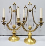 Gagneau Freres, Pereche de sfesnice din bronz aurit, Franta, Secol XIX