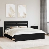 Cumpara ieftin Cadru de pat cu headboard Negru 200 x 200 cm Lemn de pin masiv