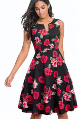 V803-115 Rochie vintage cu imprimeu floral foto