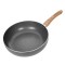 Tigaie Wok Antiaderentă, 28cm, Gri, Aluminiu, M&acirc;ner Imitatie Lemn