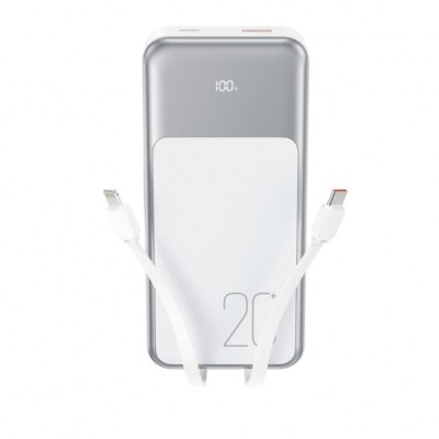 Baterie Externa XO Design PR249, 20000mAh, 22.5W, QC + PD, 1 x Lightning - 1 x USB-A - 2 x USB-C, Alba foto