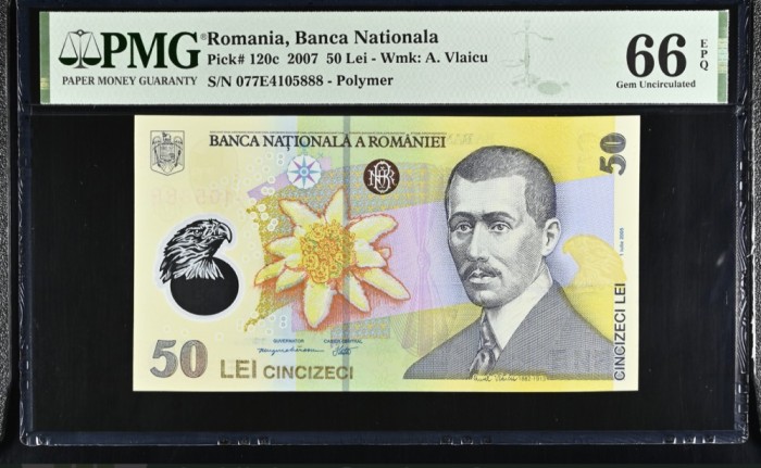 50 lei 2007 PMG66 UNC an rar!!!