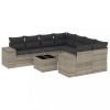 Set canapele de gradina cu perne, 9 piese gri deschis poliratan