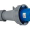 Fisa stecher pe cablu 3 poli 63A 1P+N+PE drept 230V albastru IP67 6h CEE 257x114mm