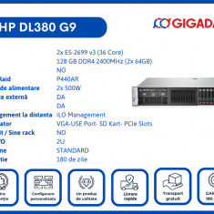 HP DL380 G9 2x E5-2699 v3 128GB P440AR 2x PS Server 6 Luni Garantie