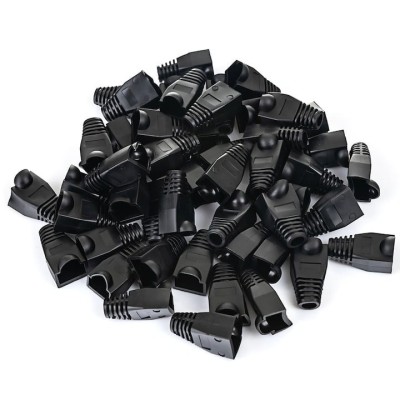 Set 50 bucati manson de protectie pentru mufe internet, RJ 45, negru foto