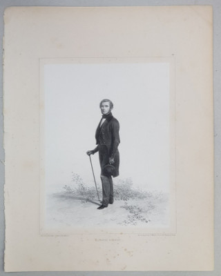 ALEXANDRE NORDMANN , GRAVURA PE METAL de AUGUSTE RAFFET , MONOCROMA, DATATA 1848 foto