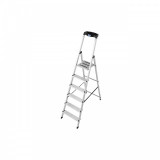 Scara dubla cu trepte pe o parte din aluminiu, Krause, Monto "Safety", 3.25m inaltime lucru, 6 trepte, pliabila