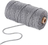 Sul de ata pentru macrame Wysummer, bumbac, gri, 4 mm x 100 m