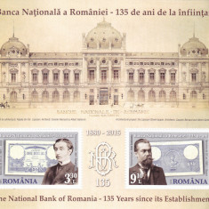 ROMANIA 2015 - BANCA NATIONALA A ROMANIEI 135 ANI, BLOC - LP 2079a,MNH.