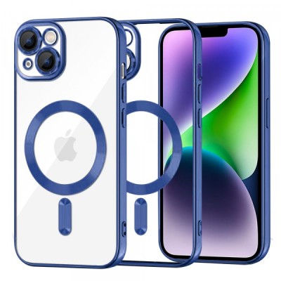 Husa MagSafe pentru Apple iPhone 14 Plus, Techsuit, Luxury Crystal, Albastra foto