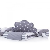 Lenjerie pentru patut bebe MyKids 6 piese Gray-White 120x60 cm