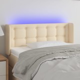 Cumpara ieftin Tăblie de pat cu LED, crem, 93x16x78/88 cm, textil