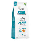 Brit Care Grain-Free Adult, XS-M, Somon, hrană uscată fără cereale c&acirc;ini, piele &amp; blană, 12kg