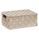 Cutie Depozitare, Impletita, Bej, Dimensiuni 30x20x12 cm, Cu Capac și M&acirc;nere