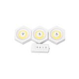 Set 3 lampi LED autoadezive hexagonale cu telecomanda si reglaj intensitate