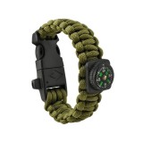 Kit Supravietuire tip Bratara Survival 5-in-1 Paracord, busola, fluier, franghie, cutit si tija scantei pentru aprindere foc