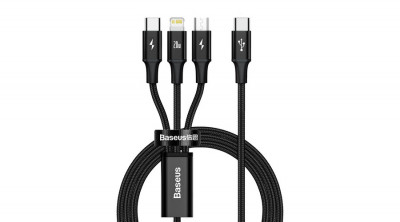 Baseus Rapid Series 3-in-1 USB-C cablu M L T 20W 1,5 m negru foto