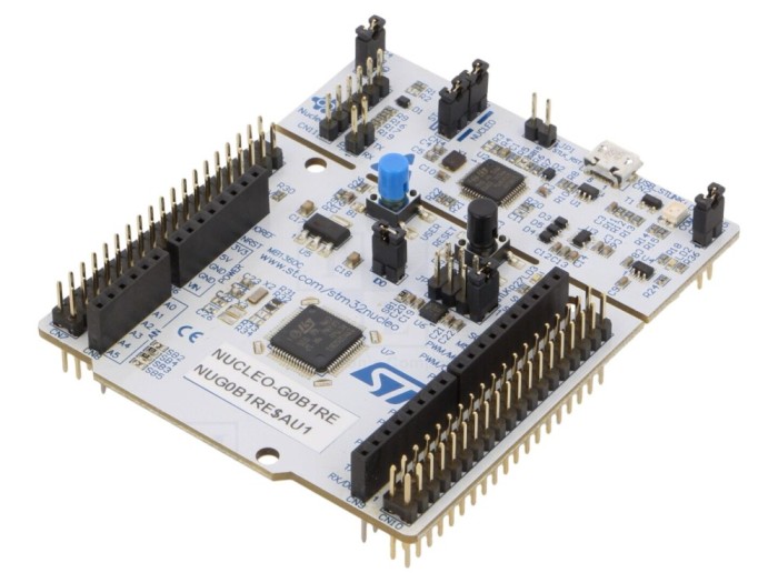 Kit dezvoltare STMicroelectronics STM32G0B1RE cu placă de bază și programator/debugger integrat