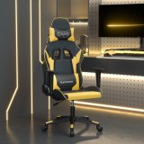 vidaXL Scaun de gaming de masaj, negru și auriu, piele ecologică 345447