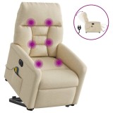 vidaXL Fotoliu electric de masaj rabatabil cu ridicare, crem, textil