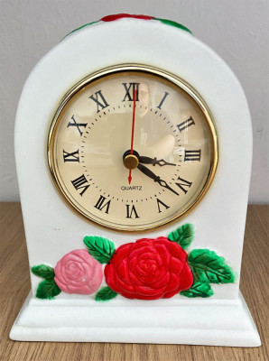 Ceas de masă - quartz - trandafiri - pictat manual foto