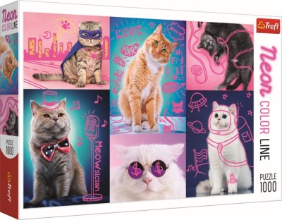 PUZZLE TREFL 1000 SUPER PISICI NEON foto