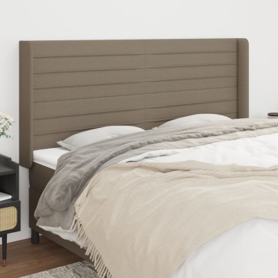 vidaXL Tăblie de pat cu aripioare gri taupe 183x16x118/128 cm textil foto