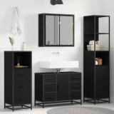 Cumpara ieftin Set de mobilier pentru baie 4 buc. Stejar Negru Lemn prelucrat