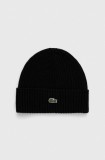 Lacoste căciulă de l&acirc;nă culoarea negru, de l&acirc;nă