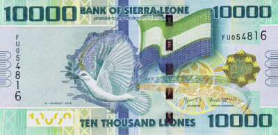 Bancnota Sierra Leone 10.000 Leones 2015 - P33c aUNC foto